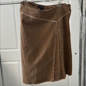 Bebe Tan Frayed Corduroy Skirt